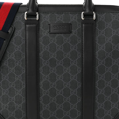 Gucci GG Supreme Monogram Appia Calfskin Web Briefcase Black 8 of 10