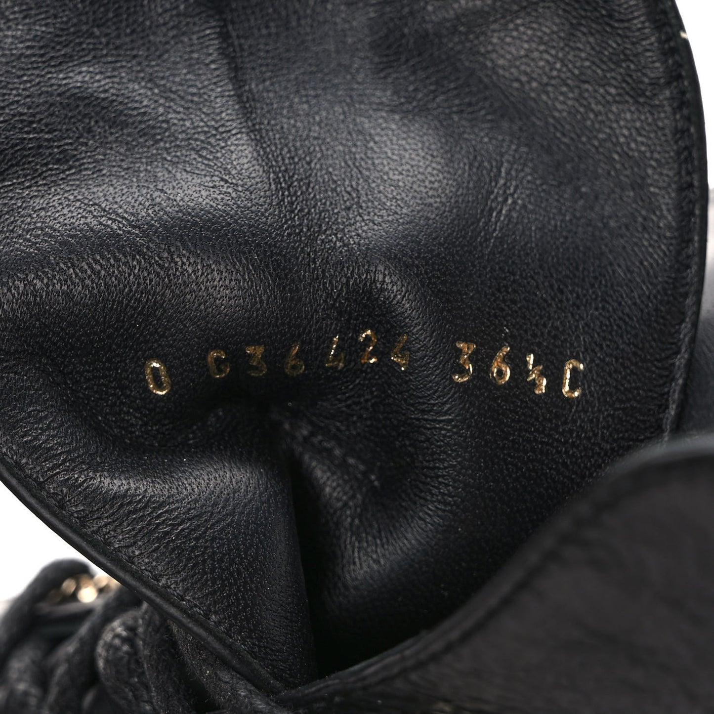 Shiny Calfskin Quilted Lace Up Combat Boots 36.5 Black