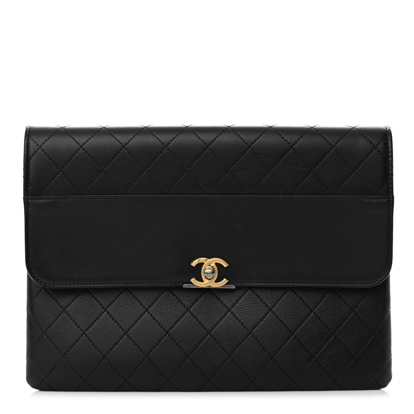 Lambskin Quilted Sleek And Chic Clutch Black