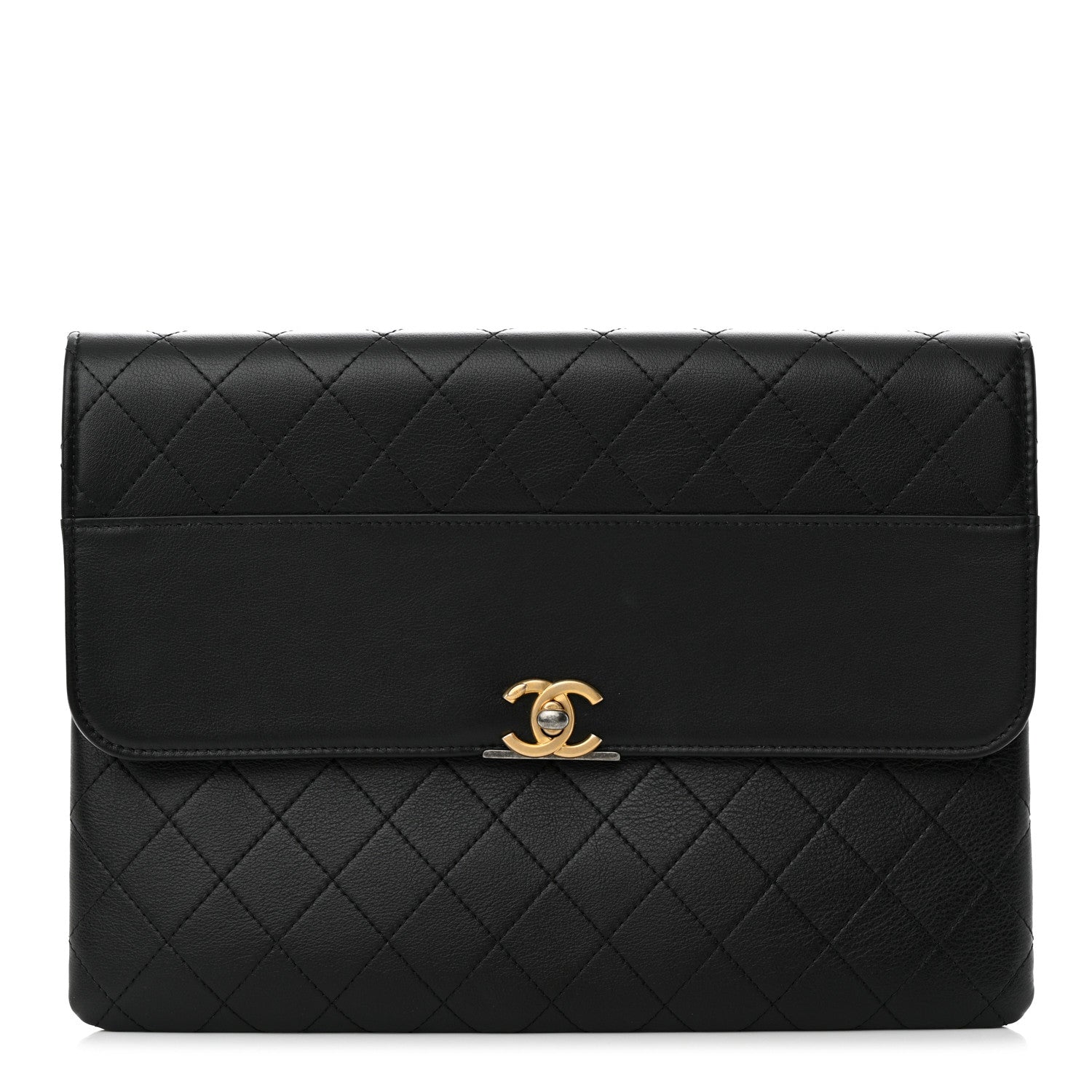 Chanel Lambskin Quilted Sleek And Chic Clutch Black 1 of 8