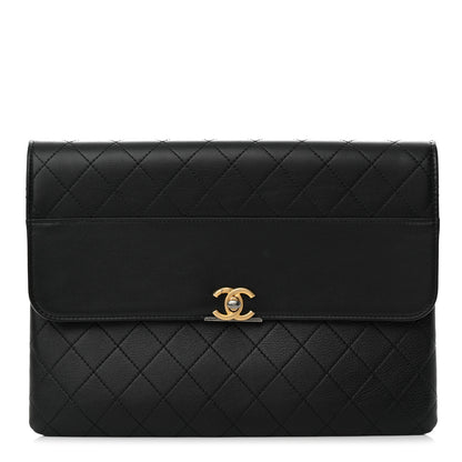 Chanel Lambskin Quilted Sleek And Chic Clutch Black 1 of 8
