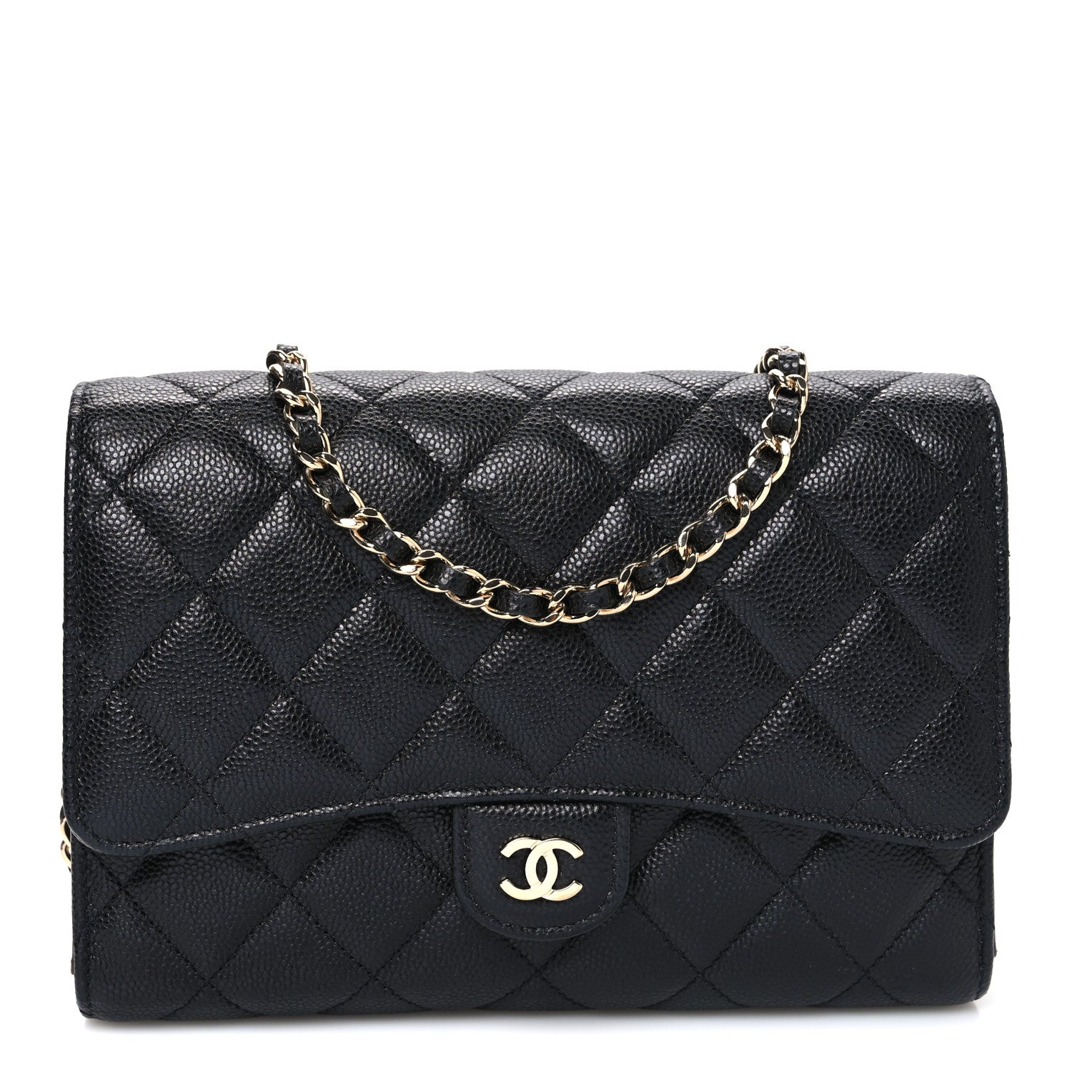 Chanel Caviar Quilted Compact Wallet On Chain WOC Black 1 of 12