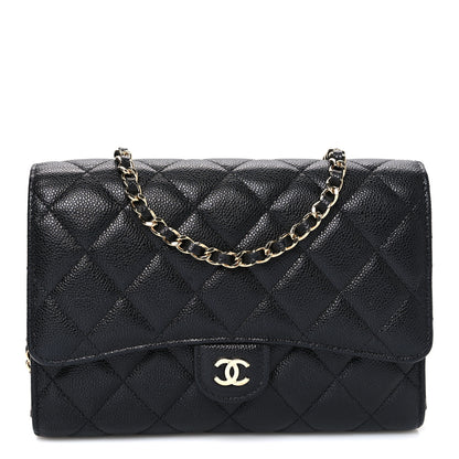Chanel Caviar Quilted Compact Wallet On Chain WOC Black 1 of 12