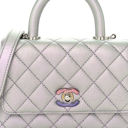 Chanel Iridescent Caviar Quilted Extra Mini Coco Handle Flap Light Blue 8 of 11