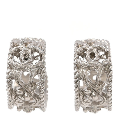 Chanel CC Camellia Hoop Earrings Silver 1 of 5