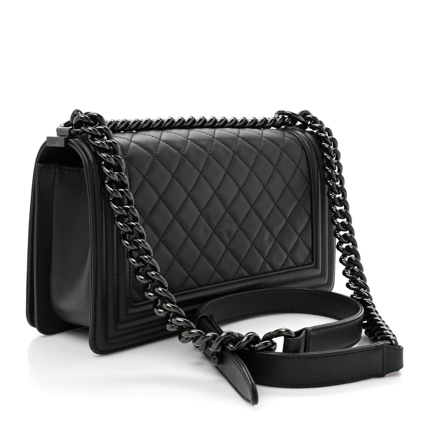 Calfskin Quilted Medium Boy Flap So Black