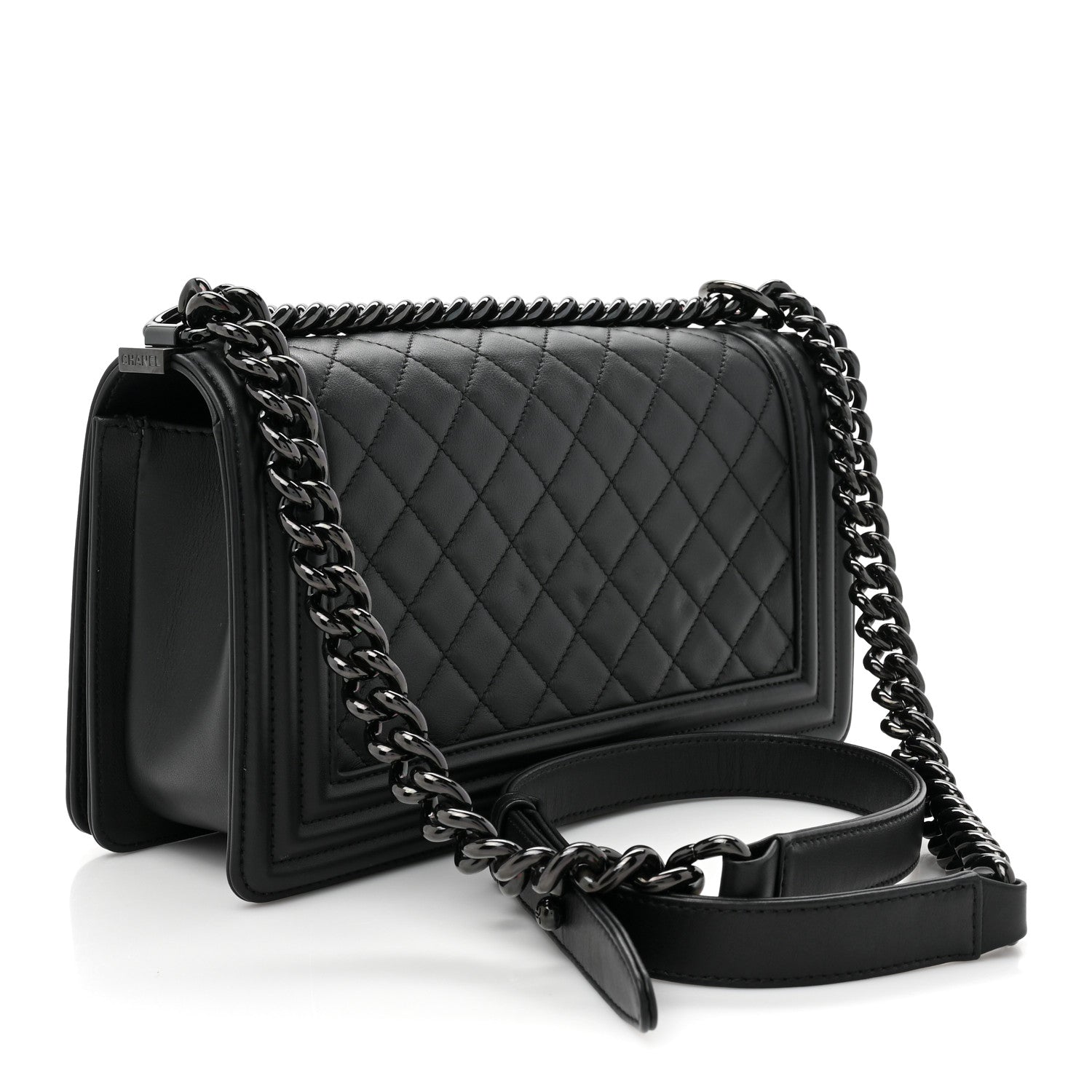 Chanel Calfskin Quilted Medium Boy Flap So Black 3 of 12