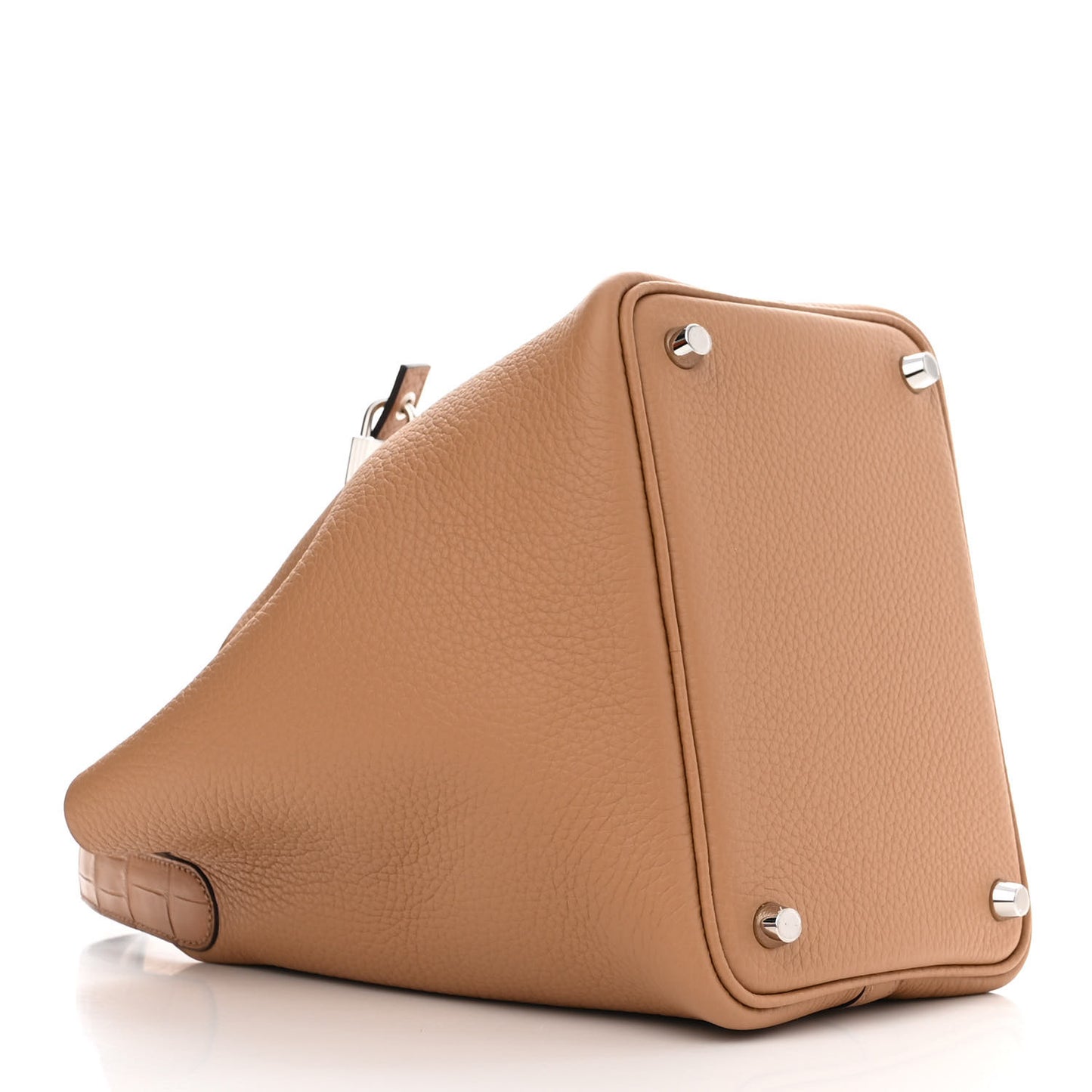 Taurillon Clemence Matte Alligator Picotin Lock Touch 18 PM Chai