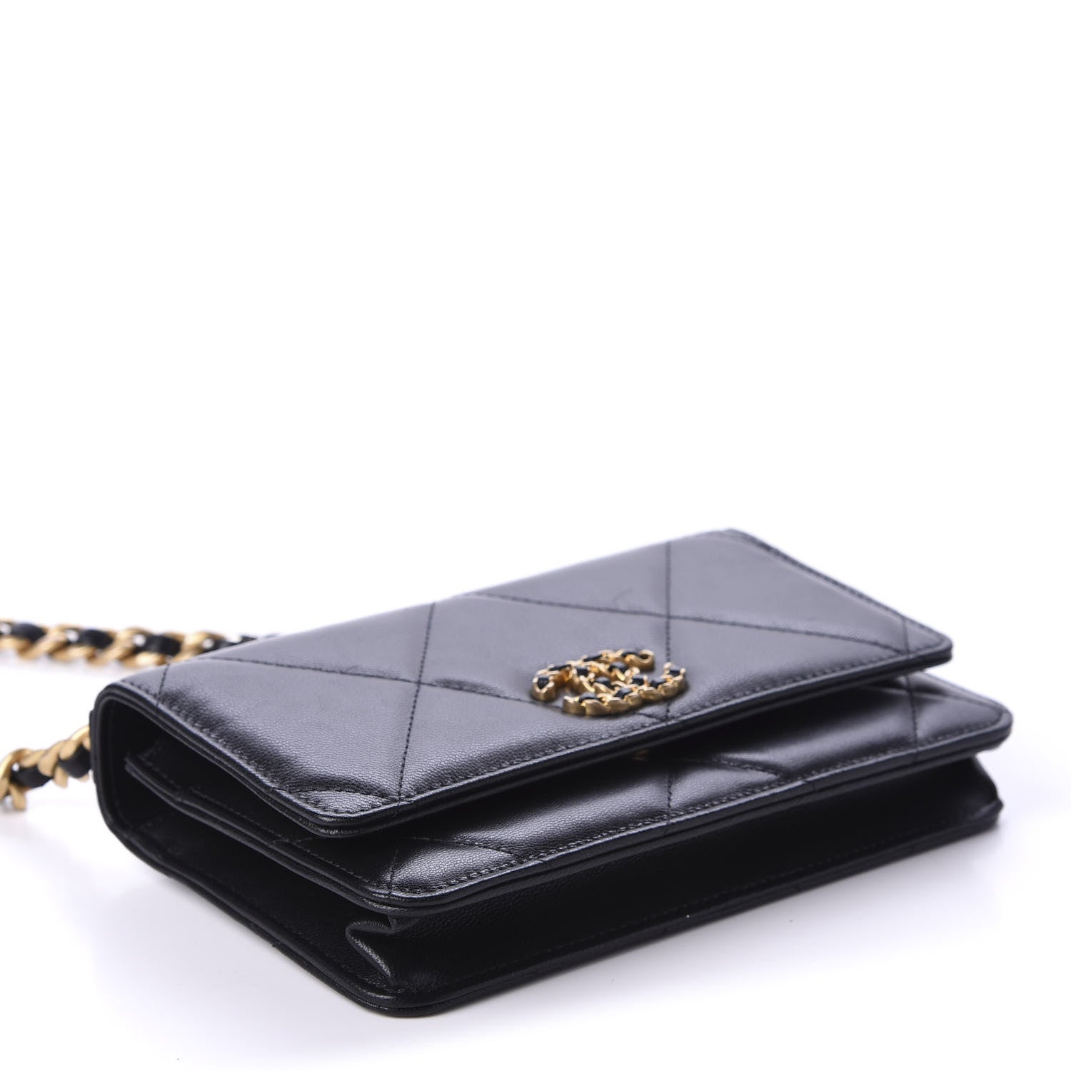 Chanel Goatskin Quilted 19 Wallet On Chain WOC Black 4 of 14