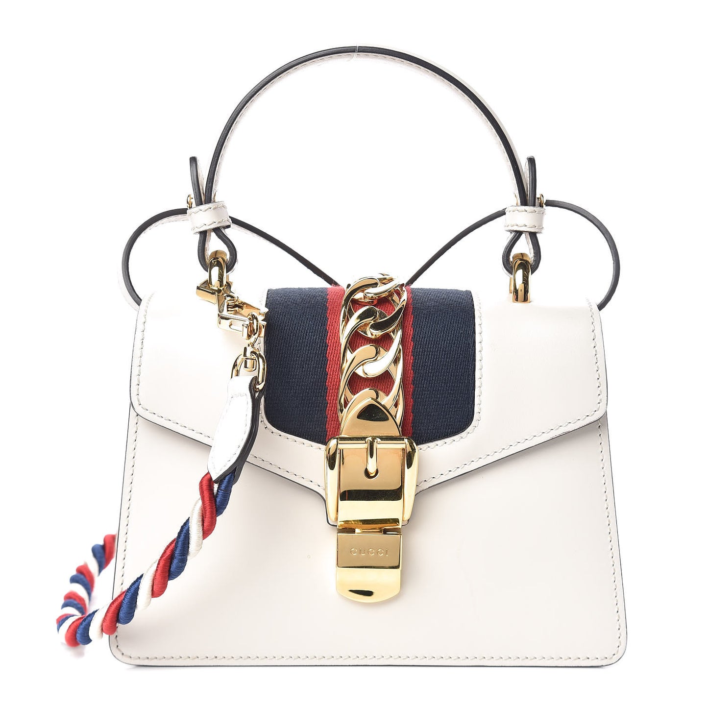 Calfskin Mini Sylvie Top Handle Bag White
