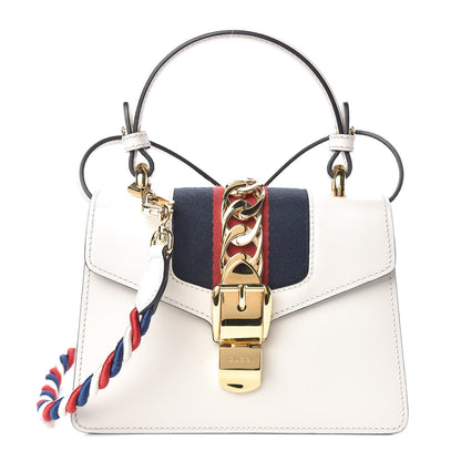 Gucci Calfskin Mini Sylvie Top Handle Bag White 1 of 12