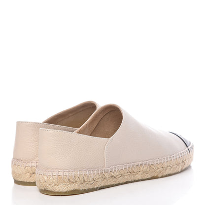 Chanel Grained Calfskin CC Espadrilles 41 Beige Black 4 of 9