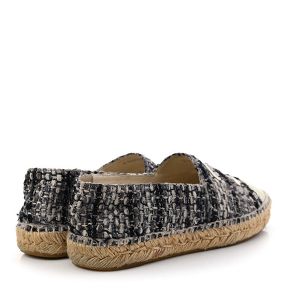 Chanel Metallic Tweed Lambskin CC Espadrilles 38 Blue Black Silver 4 of 14