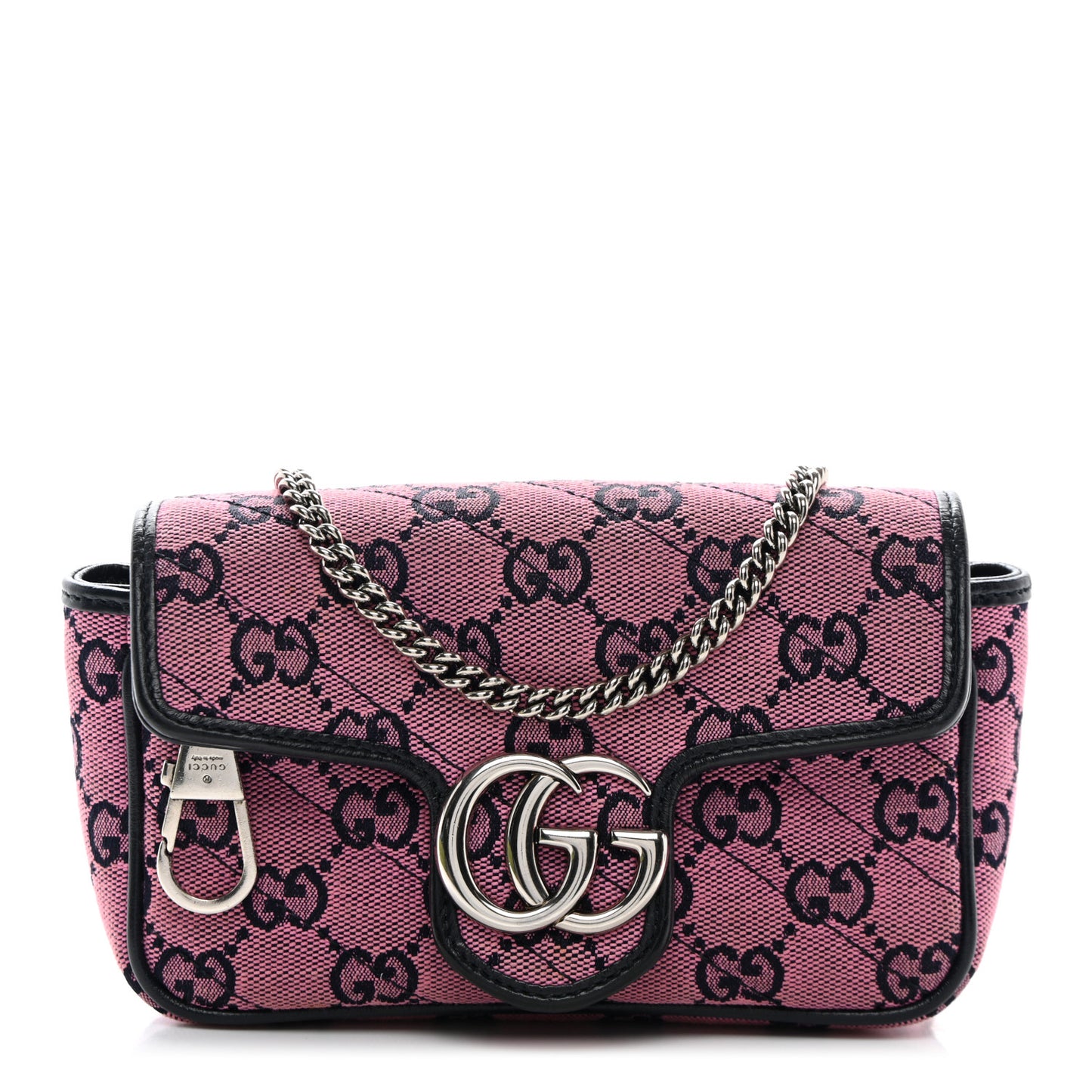 Monogram Multicolor Matelasse Diagonal Super Mini GG Marmont Shoulder Bag Pink Blue