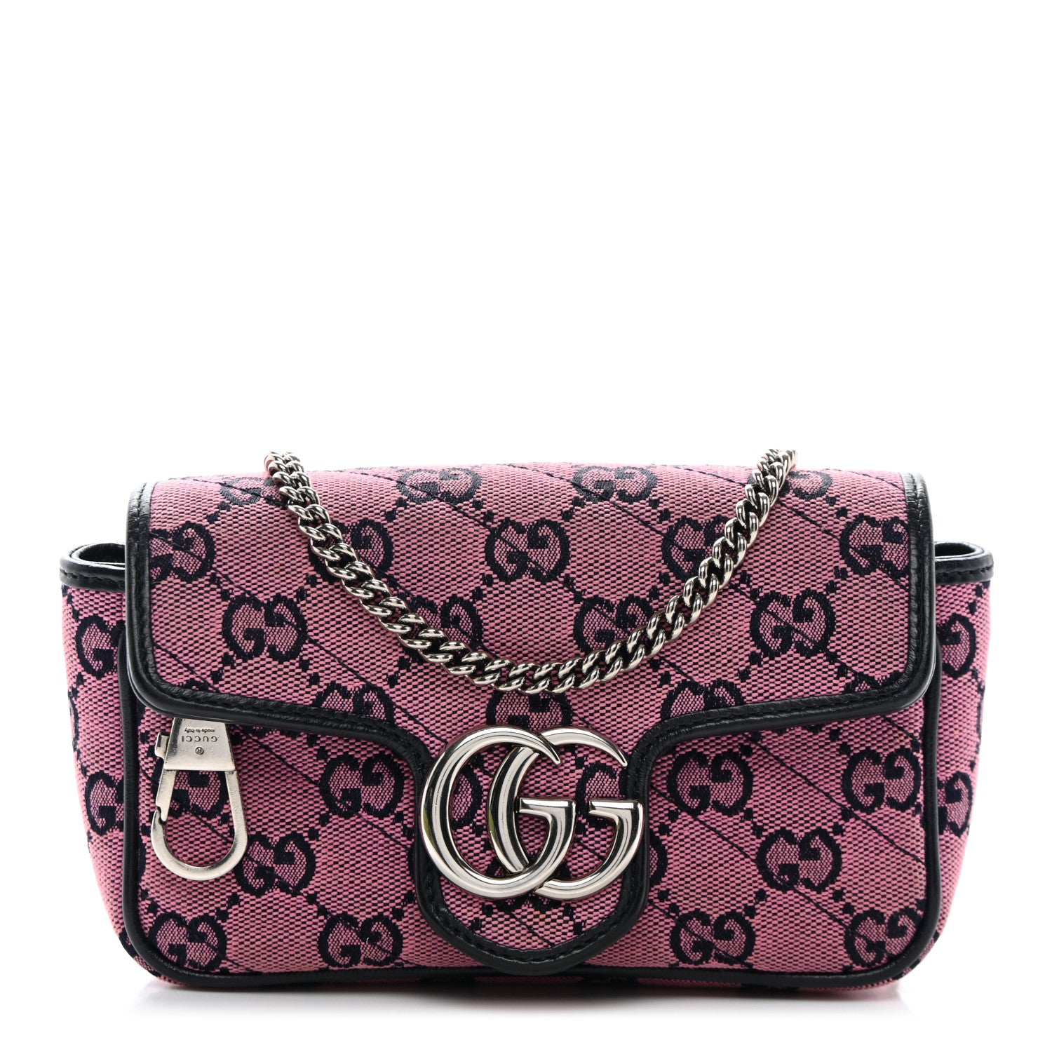 Gucci Monogram Multicolor Matelasse Diagonal Super Mini GG Marmont Shoulder Bag Pink Blue 1 of 11