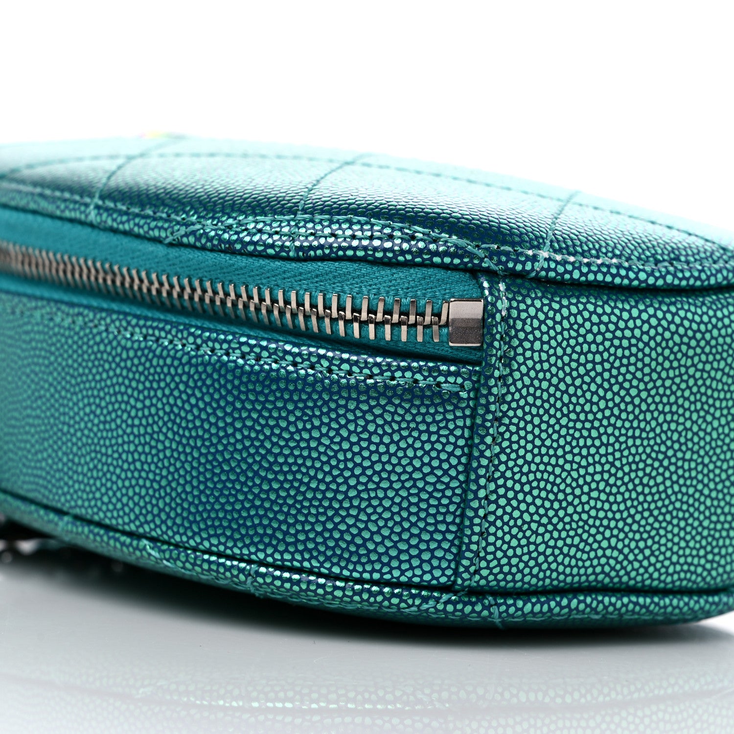 Chanel Metallic Caviar Quilted Camera Case Blue 8 of 11
