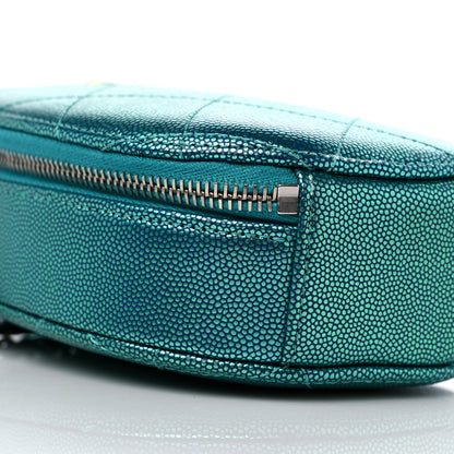 Chanel Metallic Caviar Quilted Camera Case Blue 8 of 11