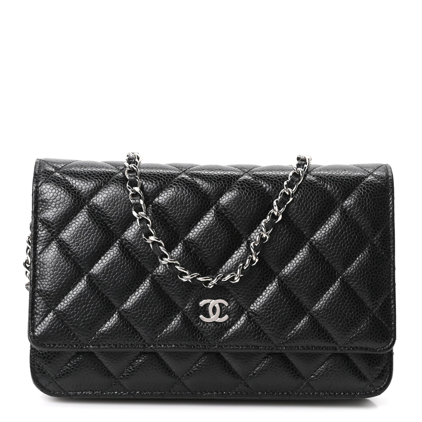 Caviar Quilted Wallet on Chain WOC Black