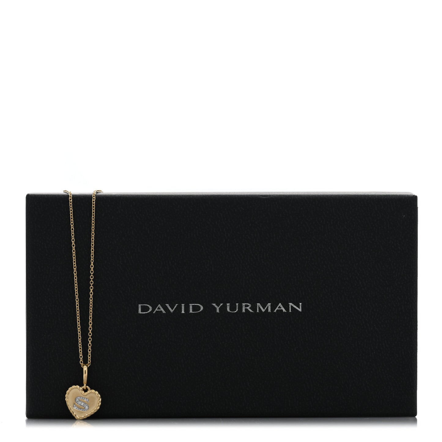 18K Yellow Gold Diamond Heart Initial S Charm Necklace