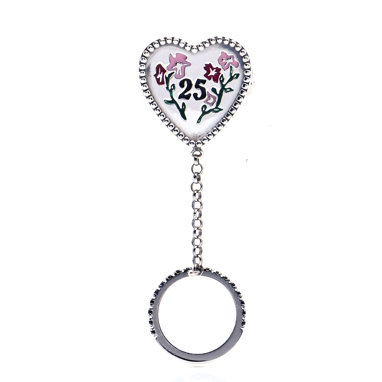 Sterling Silver Black Onyx Heart 25 Chain Ring 53 6.5