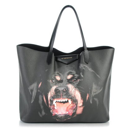 Givenchy Textured Coated Canvas Rottweiler Print Medium Antigona Tote Black 1 of 9