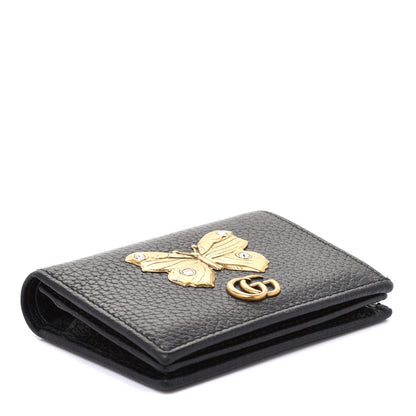 Gucci Pebbled Calfskin Butterfly Card Case Black 4 of 8