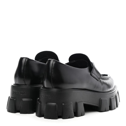 Prada Spazzolato Triangle Logo Monolith Pointy 55mm Loafers 38 Black 4 of 7