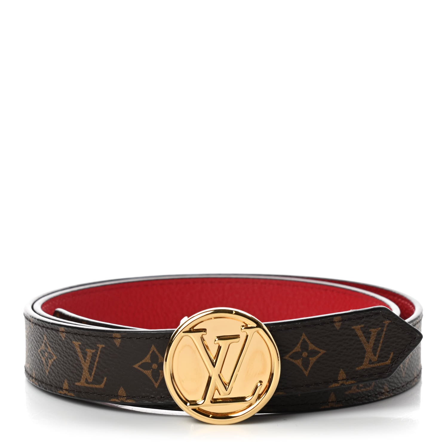Louis Vuitton Calfskin Monogram 25mm LV Circle Reversible Belt 85 34 Red 1 of 4