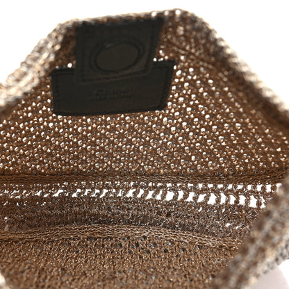 Chloe Metallic Crochet Calfskin Mini Summer Banana Hobo Silver 5 of 9