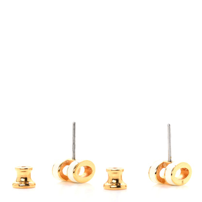 Hermes Gold Lacquered Mini Pop H Earrings White 3 of 7