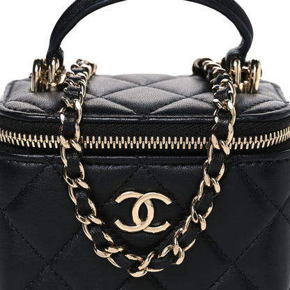 Chanel Lambskin Quilted Top Handle Mini Vanity Case With Chain Black 8 of 10
