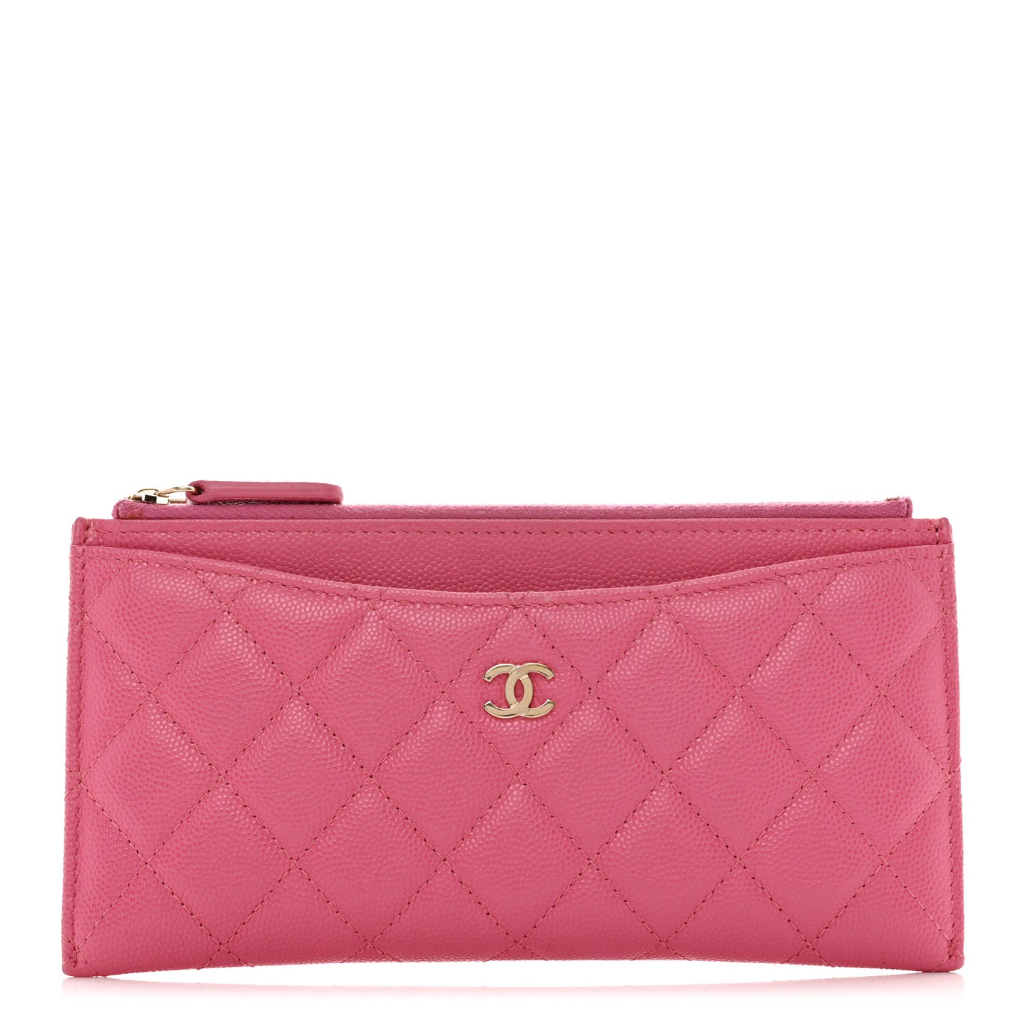 Caviar Quilted Classic Zip Pouch Pink