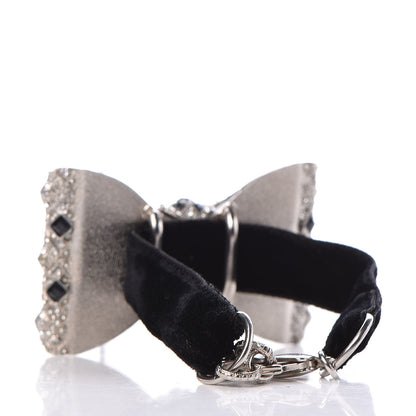 Chanel Crystal Velvet CC Bow Bracelet Black Silver 3 of 4