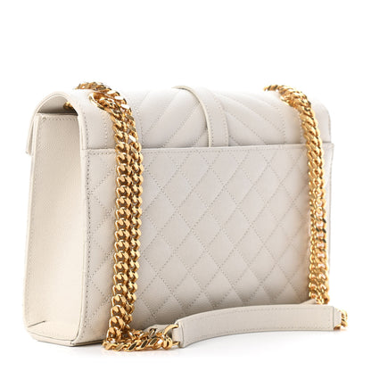 Saint Laurent Grain De Poudre Textured Mixed Matelasse Medium Triquilt Monogram Satchel Crema Soft 2 of 6