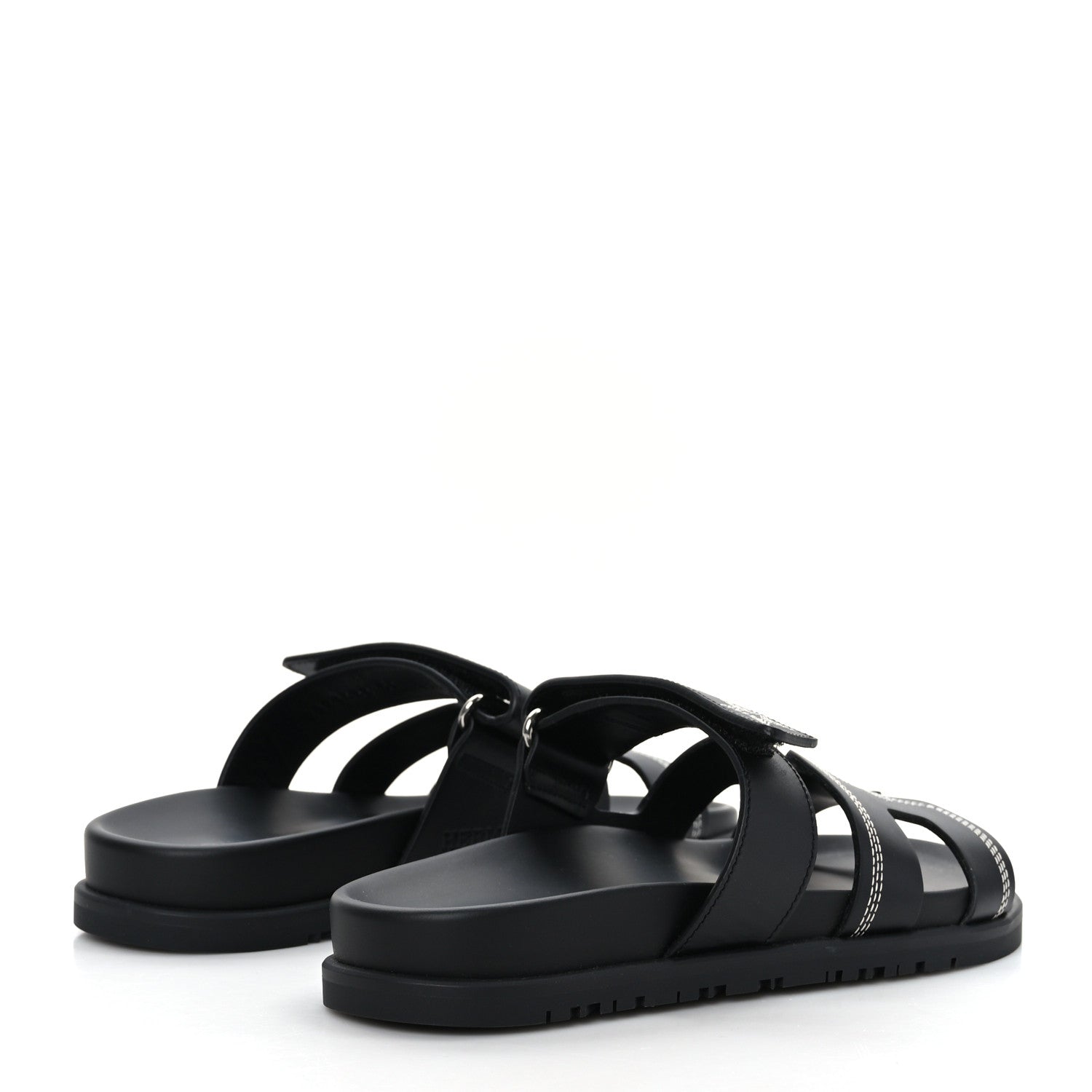 Hermes Calfskin Womens Embroidered Chypre Sandals 36.5 Black 4 of 9