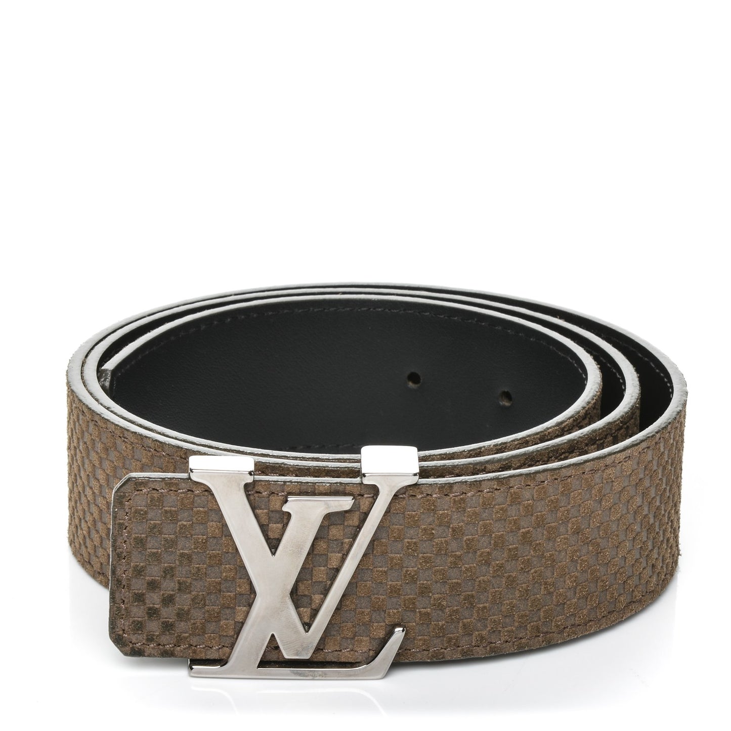 Suede Calfskin Mini Damier 40mm LV Initiales Belt 90 36 Moka