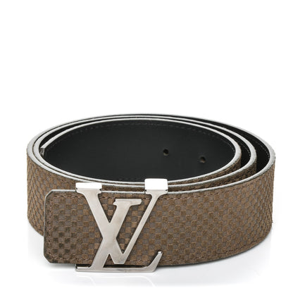 Louis Vuitton Suede Calfskin Mini Damier 40mm LV Initiales Belt 90 36 Moka 1 of 6