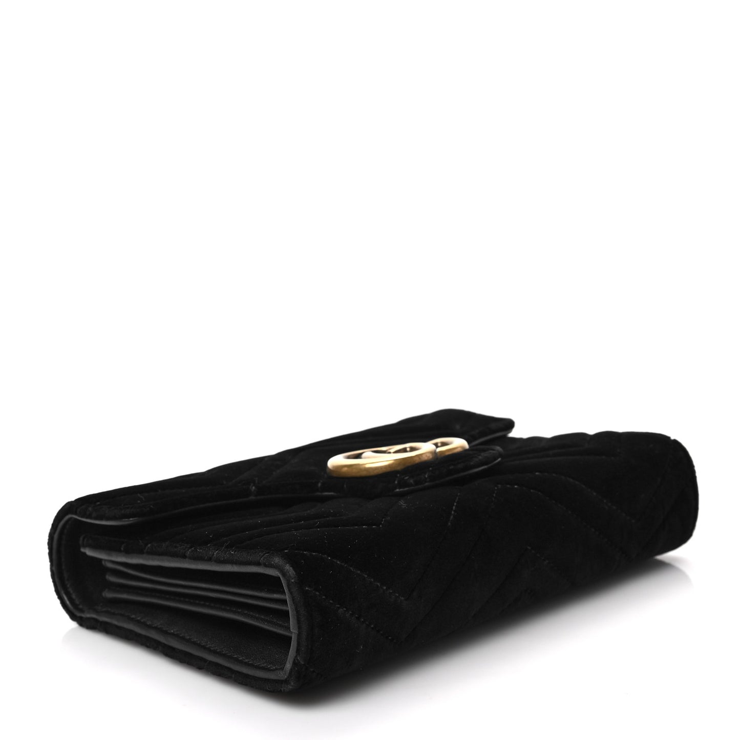 Velvet Matelasse GG Marmont Chain Wallet Black