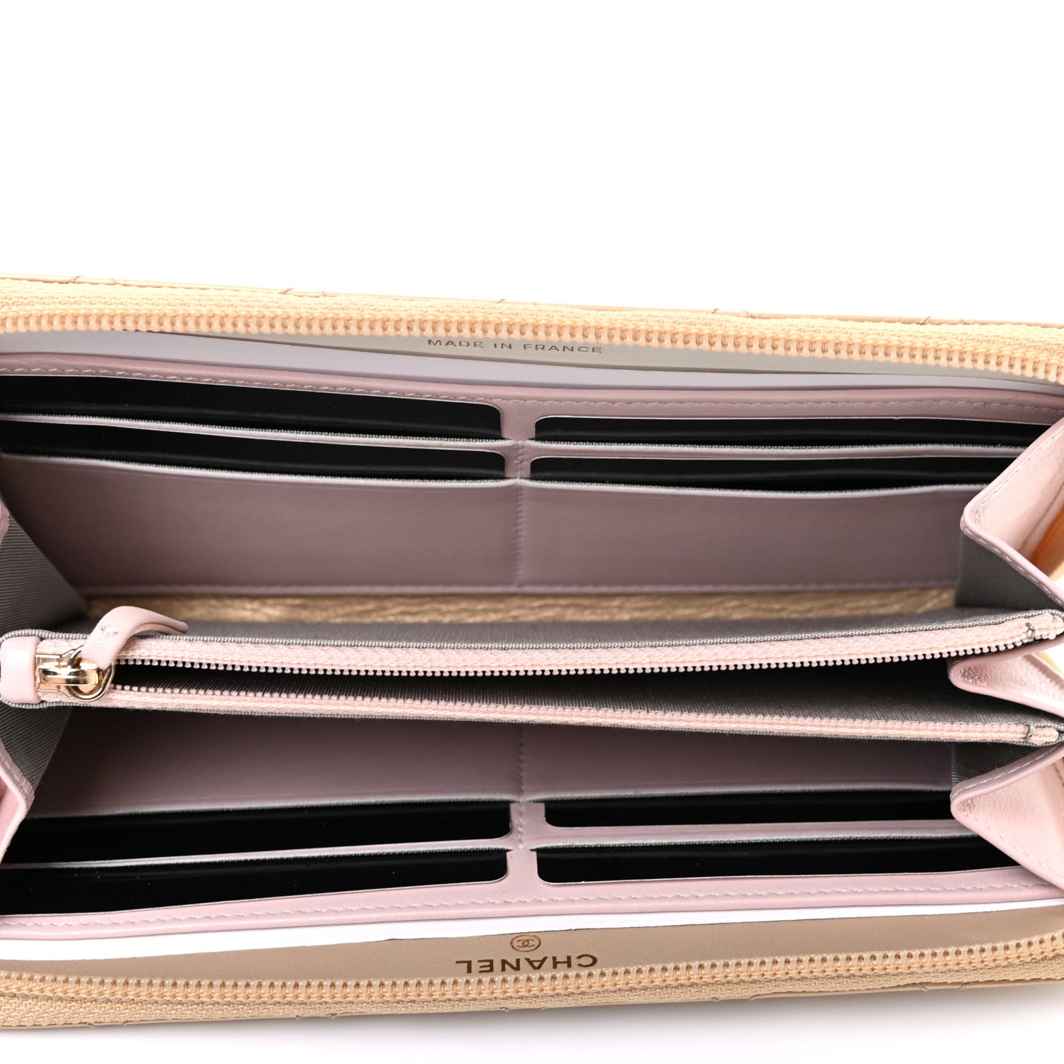 Chanel Metallic Aged Calfskin Quilted Palette Gusset Zip Around Wallet Gold 5 of 9