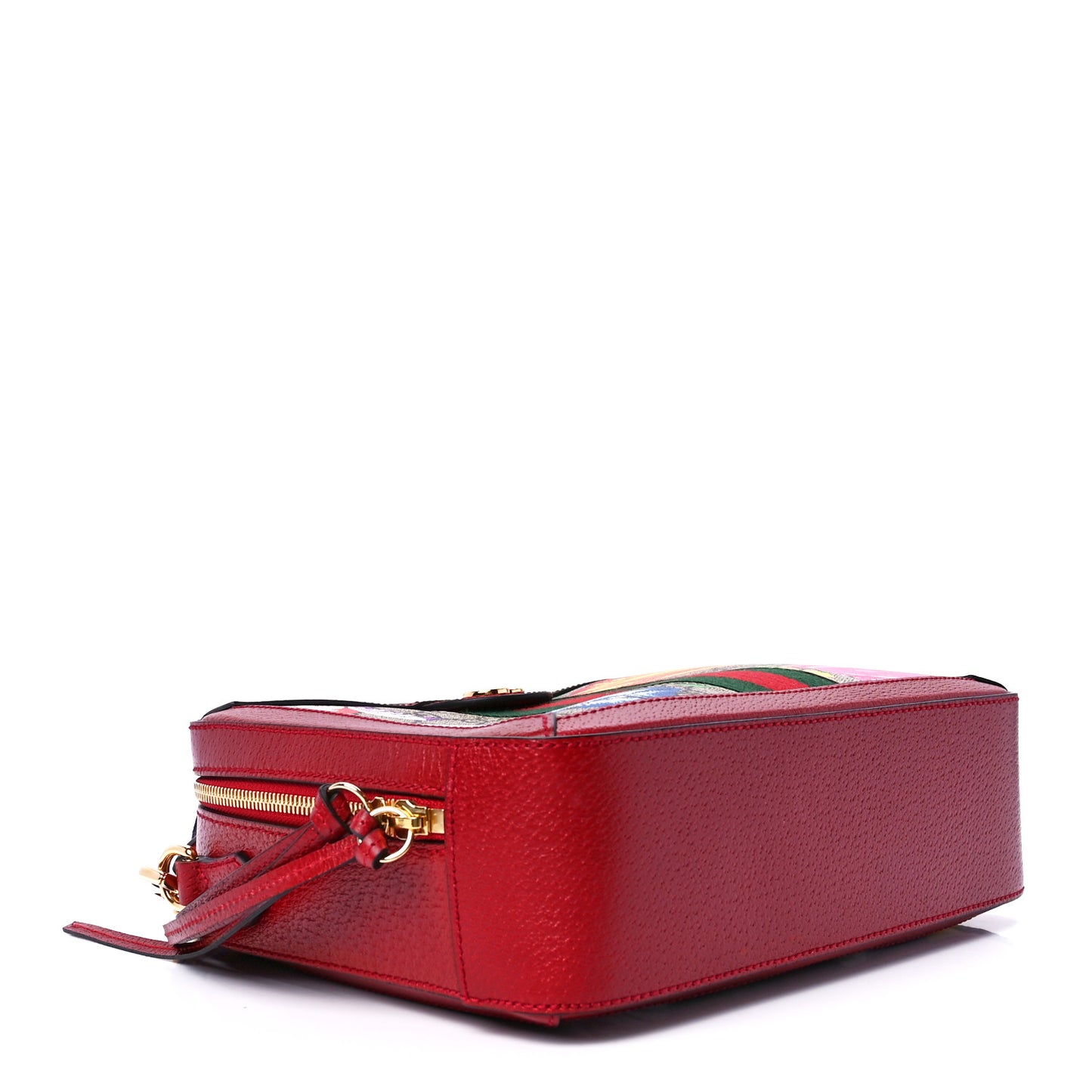 GG Supreme Monogram Flora Web Small Ophidia Top Handle Shoulder Bag Hibiscus Red