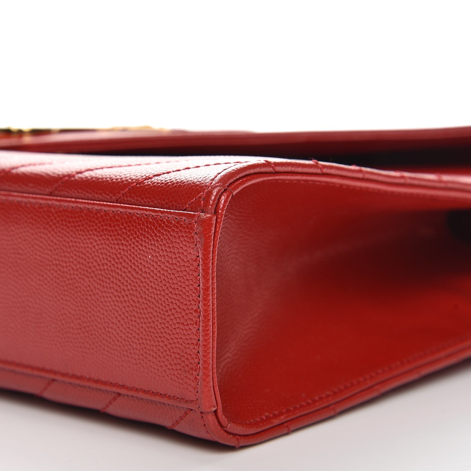 Saint Laurent Grain De Poudre Matelasse Chevron Large Monogram Satchel Lipstick Red 11 of 12