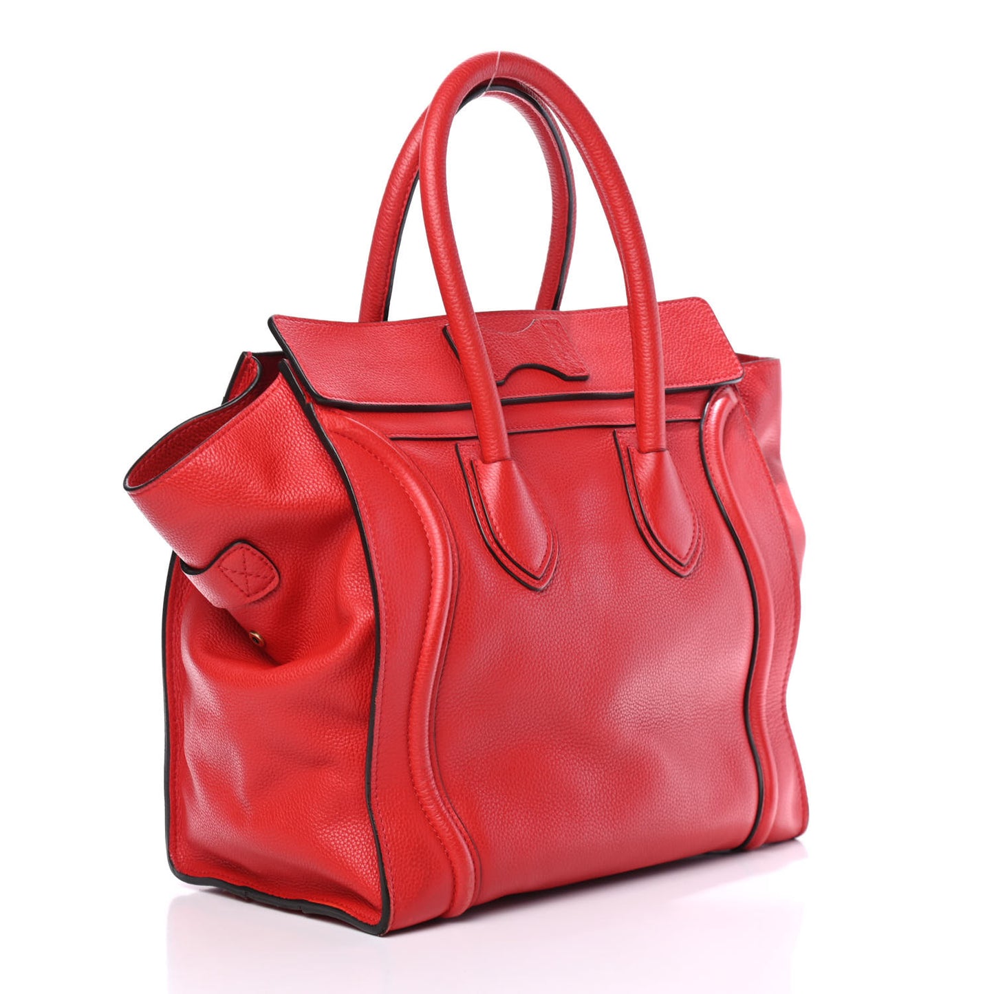 Drummed Calfskin Mini Luggage Coquelicot