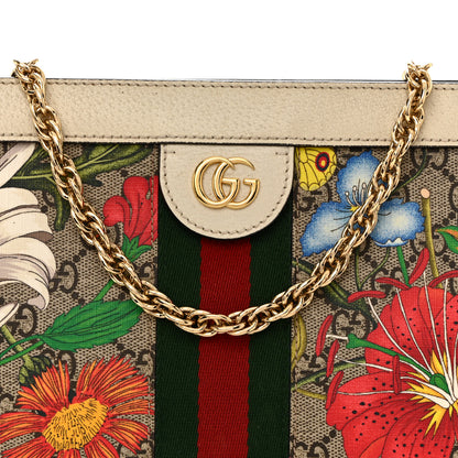 Gucci GG Supreme Monogram Flora Web Small Ophidia Chain Shoulder Bag White 9 of 14