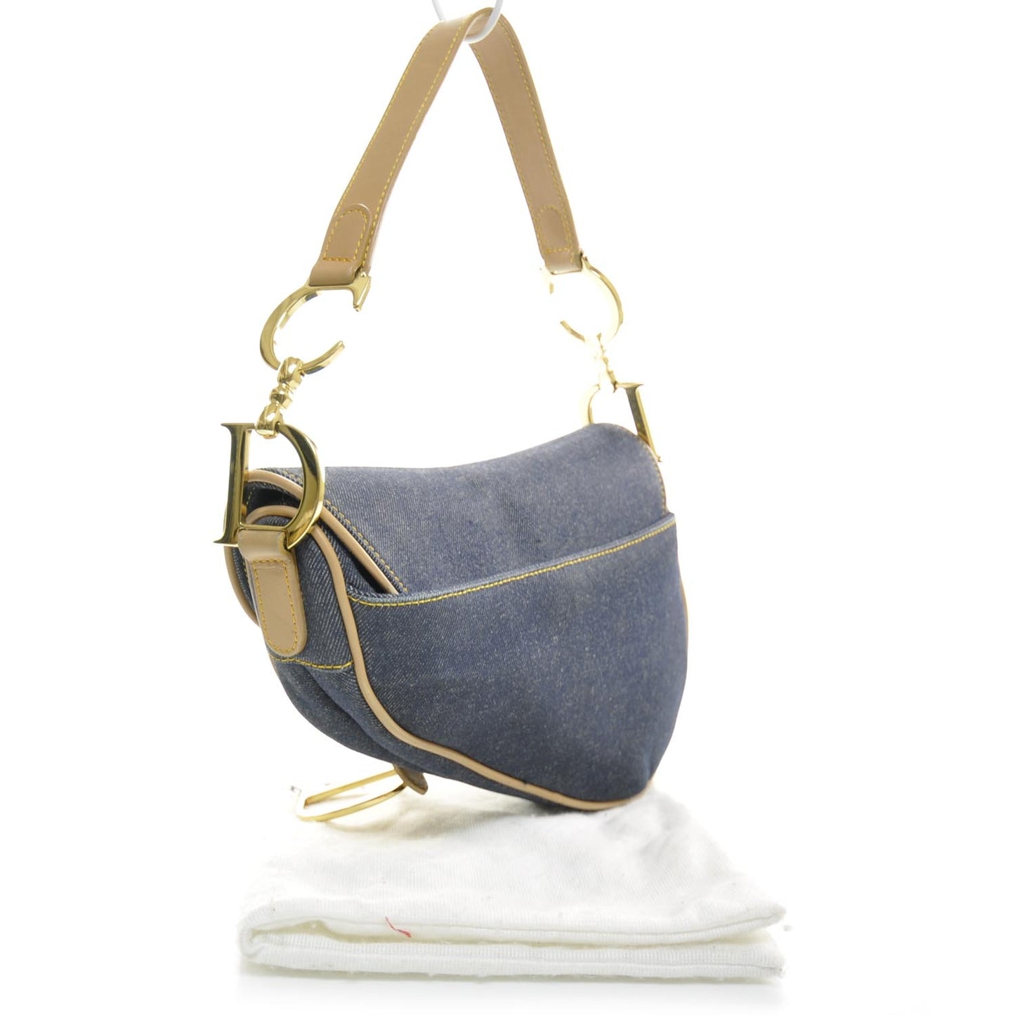 Denim Calfskin Saddle Bag Blue