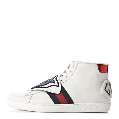Gucci Calfskin Ayers Embroidered Web Mens Ace Removable Patches High Top Sneakers 11 White 1 of 9