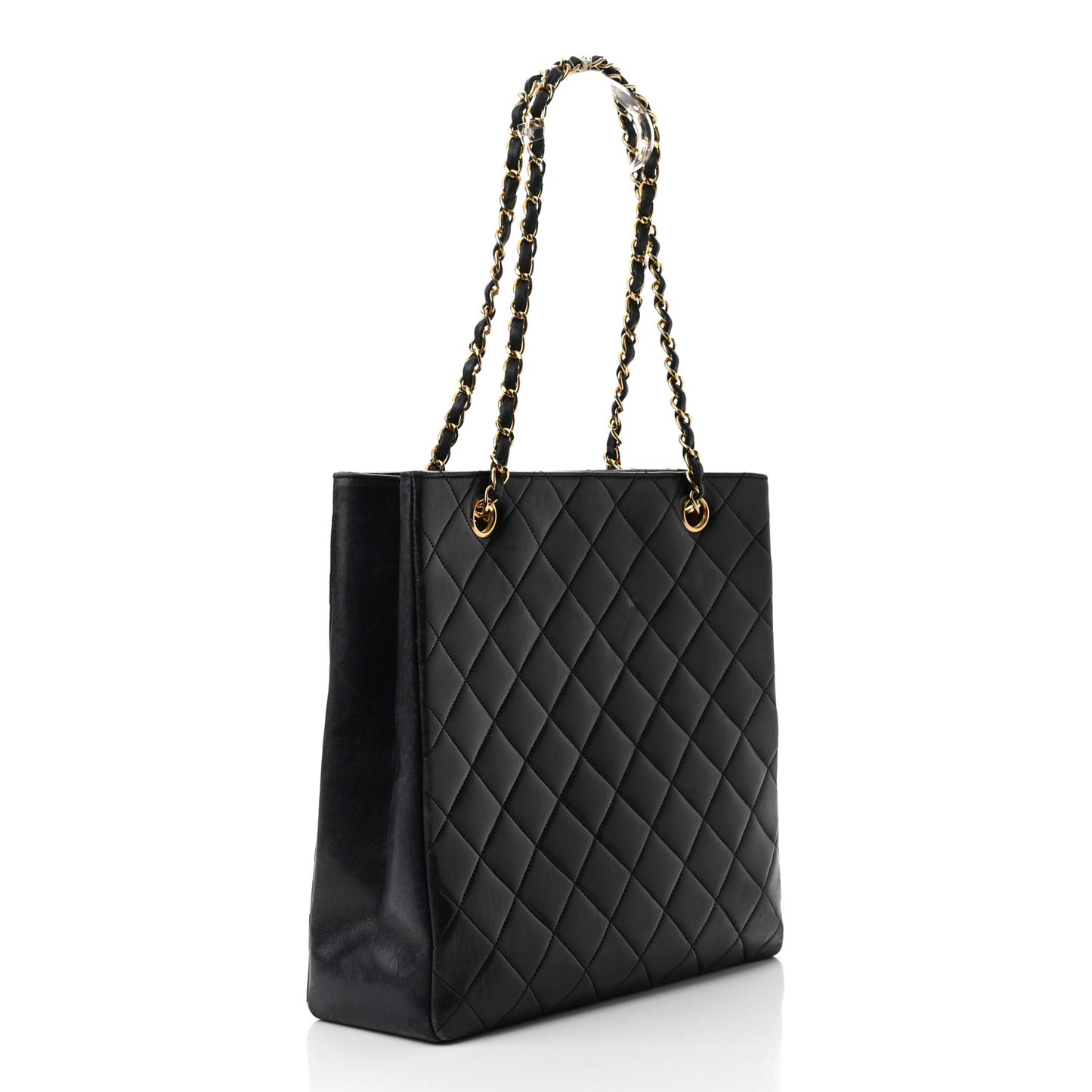 Lambskin Quilted Shopping Tote Black