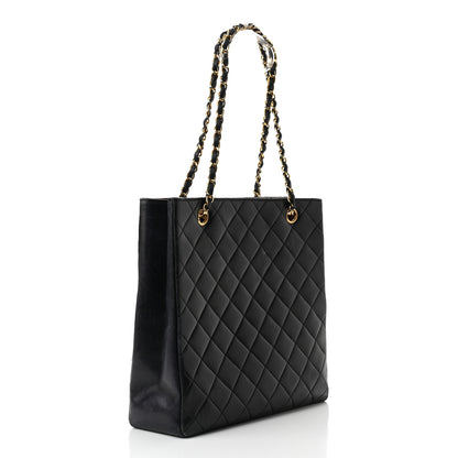 Chanel Lambskin Quilted Shopping Tote Black 2 of 10