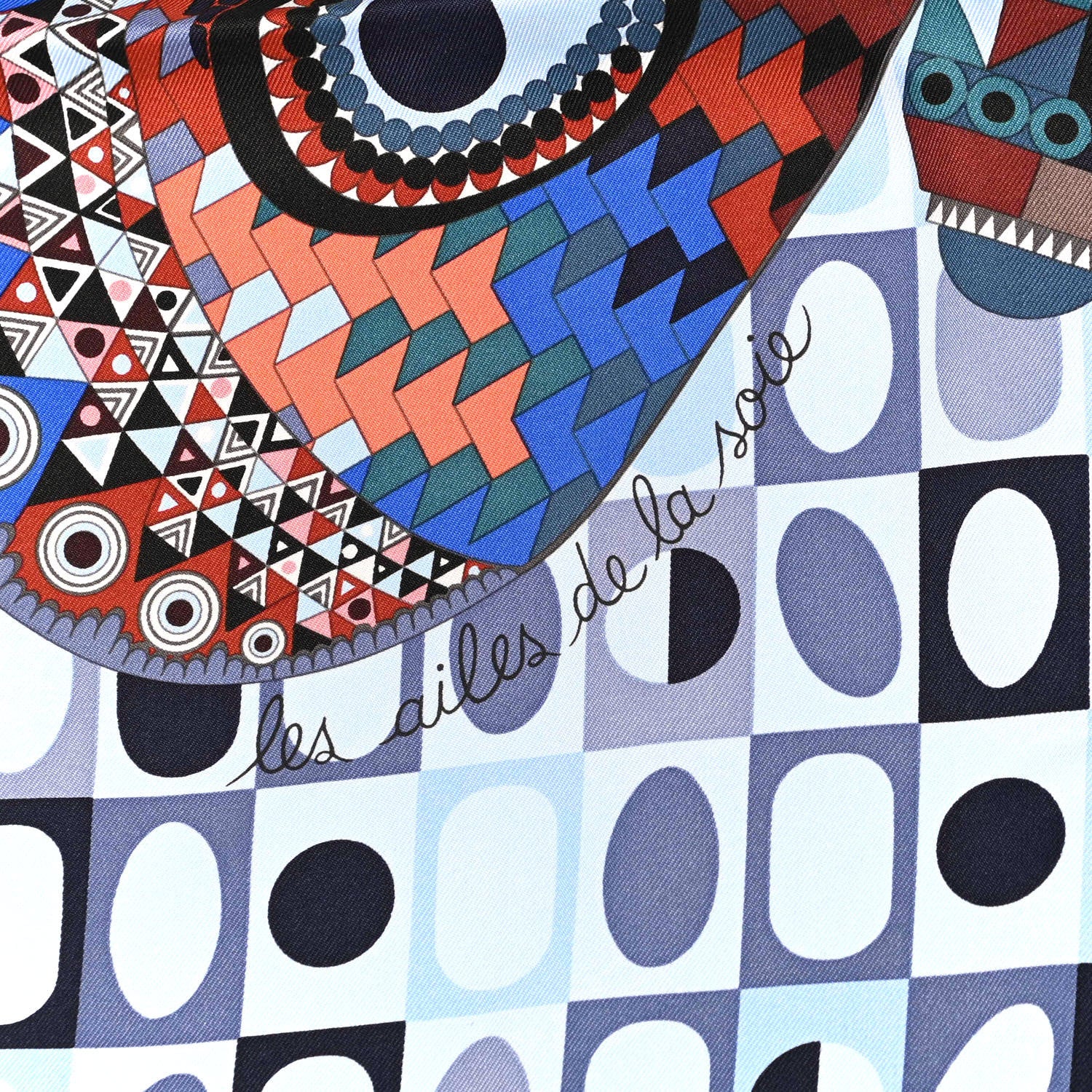 Hermes Silk Les Ailes De La Soie Scarf 90 Lavande Brique Bleu 5 of 6