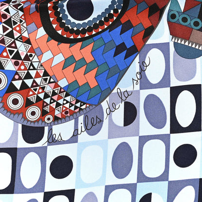 Hermes Silk Les Ailes De La Soie Scarf 90 Lavande Brique Bleu 5 of 6
