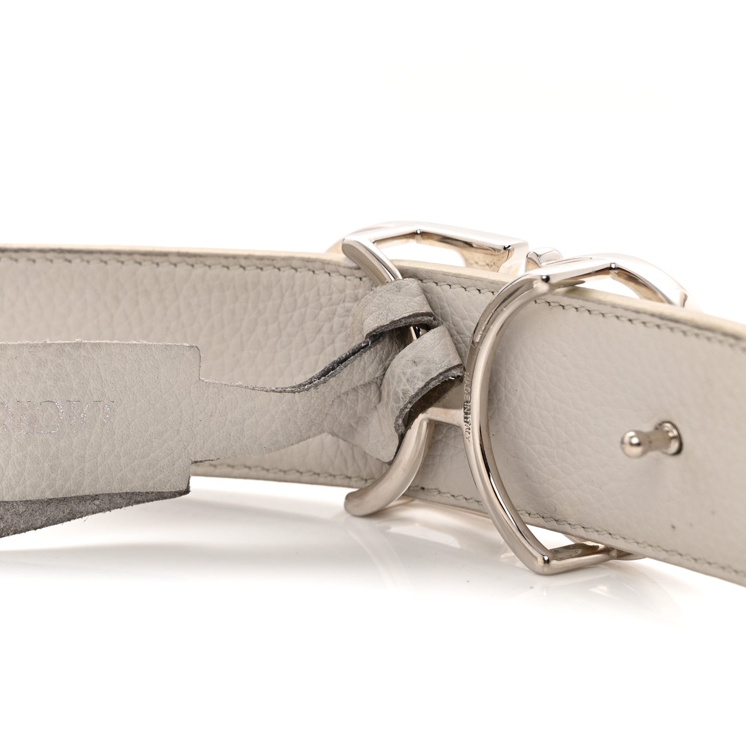 Christian Dior Grained Calfskin CD Icon Belt 95 38 White 4 of 8
